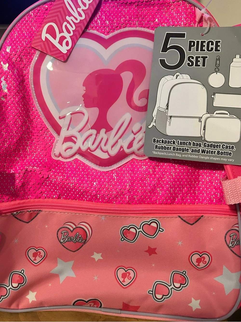 Barbie Hot Pink Sequin Backpack with Matching Pencil Pouch - Picture 4 of 6